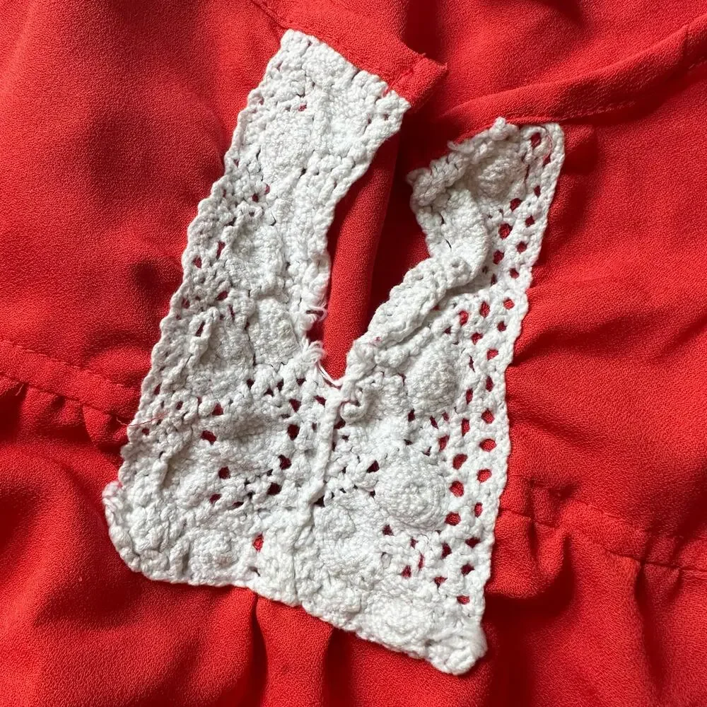 Girls Heart Pink Crochet Sleeveless Blouse Size 7/8